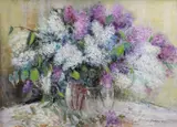 Aurelia Anănescu, Vas cu liliac, ulei pe carton