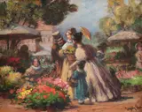 Imre Gergely, Piața de flori, ulei pe lemn