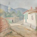 Mircea Velea, Peisaj din Babadag, ulei pe carton