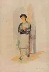 Hedda Sterne, Medi Dinu, acuarelă pe hârtie