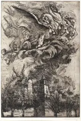 Cavalcadă by Marcel Chirnoagă, acvaforte și acvatintă, sold Sep 2021