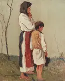 Rugăciune by Gheorghe Zamphiropol-Dall, ulei pe carton, sold Jul 2021