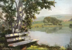 Nicolae Perțache, Margine de lac, ulei pe carton