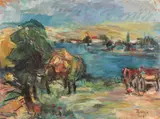 Iosif Rosenblut, Margine de lac, 1969, ulei pe carton