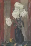 Crizanteme by Leon Biju, ulei pe carton, sold Jul 2021