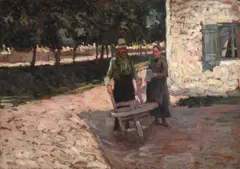 Ernő Tibor, Gospodărie țărănească, ulei pe carton