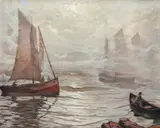 Nicolae Tempeanu, Plecarea la pescuit, ulei pe carton