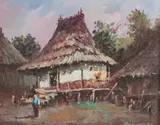 Nicolae Ambrozie, Gospodărie țărănească, ulei pe carton