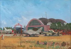Paul Atanasiu, Aeroportul Băneasa, 1968, ulei pe pânză