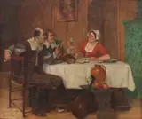 Victor Schivert, La tavernă, ulei pe pânză