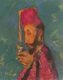 Petre Velicu, Profil de turc, 1988, pastel pe carton subțire