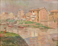 Cornel Minişan, Peisaj din Roma, 1926, ulei pe pânză lipită pe carton