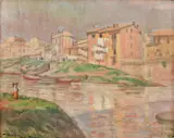 Cornel Minişan, Peisaj din Roma, 1926, ulei pe pânză lipită pe carton