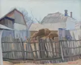Cicerone Popescu, Ogradă, 1953, ulei pe carton