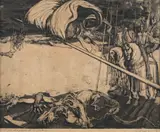 Marcel Chirnoagă, Les drapeaux de la victoire, 1973, acvaforte și acvatintă