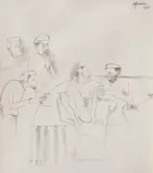 Curtarea miresei by Sorin Ilfoveanu, 1985, laviu pe hârtie, sold Jul 2021