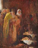 Honoriu Creţulescu, Slujba de Sfântul Ilie, 1926, ulei pe carton