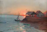 Dimitrie Florian, Apus pe mare, ulei pe carton
