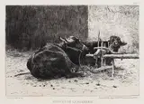 Buffles de la Roumanie by Theodor Aman, acvaforte și gravură cu acul, sold Jul 2021