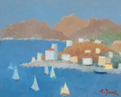 Aurel Iacobescu, Peisaj din Creta, ulei pe placaj