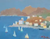 Aurel Iacobescu, Peisaj din Creta, ulei pe placaj