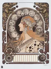Zodiac by Alphonse Mucha, cromolitografie, sold Jul 2021
