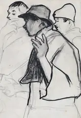 Studiu pentru Mitrea Cocor by Corneliu Baba, cărbune și cariocă pe hârtie, sold Jul 2021