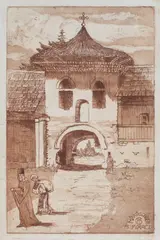 Anton Kaindl, Mănăstirea Polovragi, 1926, acvaforte și acvatintă