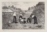 Popas la munca câmpului by Theodor Aman, acvaforte, sold Jul 2021