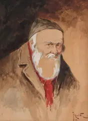 Constantin Jiquidi, Evreu, 1898, acuarelă pe hârtie
