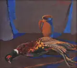 Liviu Suhar, Natură statică cu vânat și ulcior, 1982, ulei pe pânză