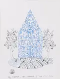 Ștefan Câlția, Casa albastră (III), 2021, serigrafie la două culori