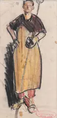 Oțelar by Corneliu Baba, 1960, ceracolor și cărbune pe hârtie, sold Jul 2021