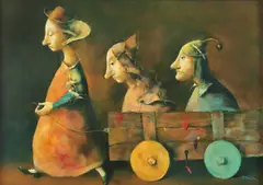 Georges Mazilu, La promenade, acrilic pe pânză