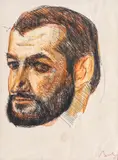 Corneliu Baba, Studiu de portret, 1967, creioane cerate și pix pe hârtie