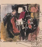 Corneliu Baba, Enescu. Impressions d'enfance, 1954, guașă, ceracolor și tuș pe hârtie lipită pe carton