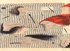Cer by Marian Zidaru, 1993, cărbune, tuș, acuarelă și creion pe hârtie, sold Jul 2021
