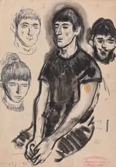 Studiu pentru arlechin by Corneliu Baba, 1960, acuarelă și pix pe hârtie, sold Jul 2021