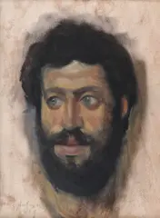 Cornel Antonescu, Autoportret, 1982, cerapastel pe hârtie lipită pe carton