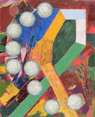 Fish (over Gate) by Paul Neagu, 1978, ulei pe placaj, sold Jul 2021