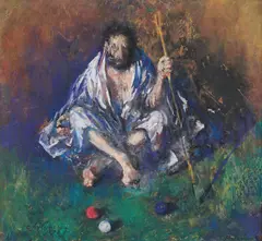 Cornel Antonescu, Rege nebun, 1992, cerapastel și accente de guașă pe hârtie