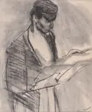 Corneliu Baba, Ziarul de dimineață, 1960, cărbune pe hârtie
