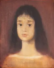 Cornel Antonescu, Portret de fetiță, 1960, ulei pe pânză lipită pe placaj