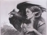 Teodora Capăt, Aducătoarea de Soare, 2015, cărbune, creion și pastel pe hârtie