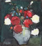 Gheorghe G. Vânătoru, Garoafe, 1979, ulei pe carton