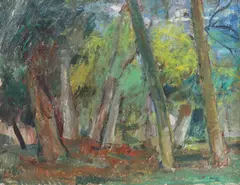 András Szécsi, Pădure, 1966, ulei pe carton