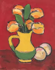 Vas cu lalele galbene by Ion Pacea, ulei pe carton, sold Jul 2021