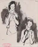 Corneliu Baba, Studii de portret, 1960, tuș pe hârtie