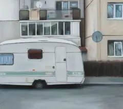 Marius Fodor, Rulota, 2018, ulei pe pânză