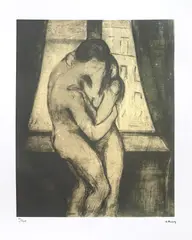 Sărutul by Edvard Munch, cromolitografie, sold Jun 2021
